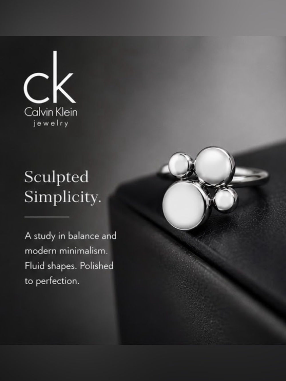 Calvin Klein 925 sterling Silver paw Bubble Ring NWT